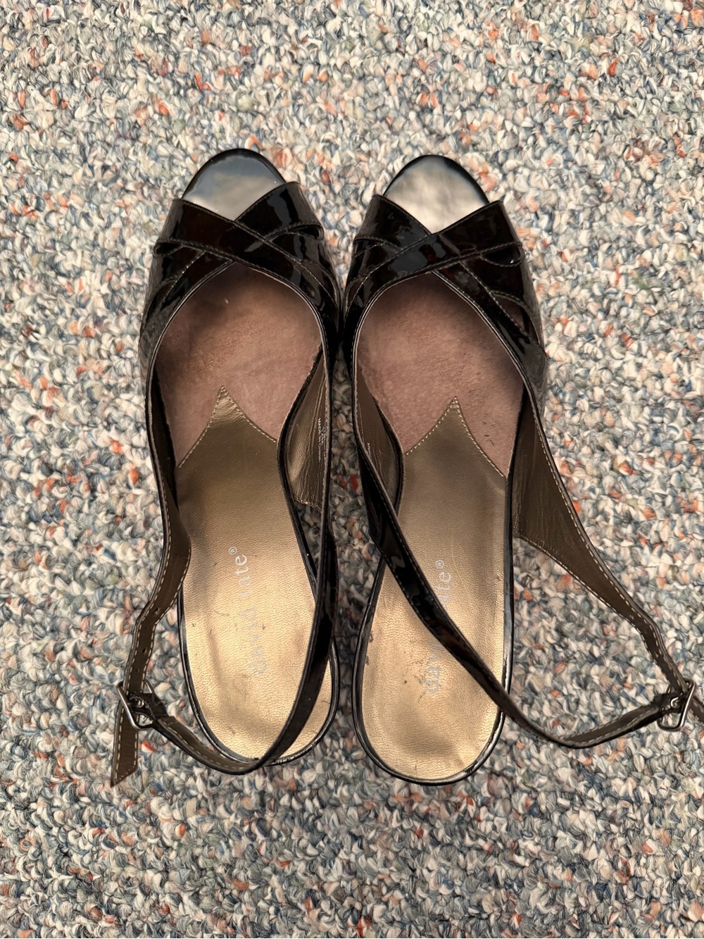 Women’s size 12 heels 3” heel black strappy - Picture 2 of 5